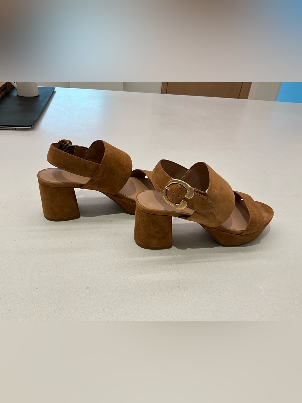 Aerosoles Women's Suede Block Heel Sandals in Brown - Picture 2 of 4